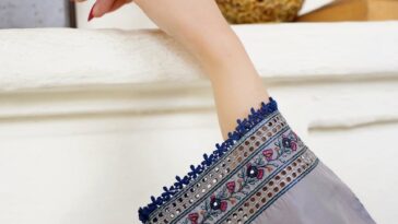 Stylized close-up of an embroidered sleeve with floral decor, Lahore.