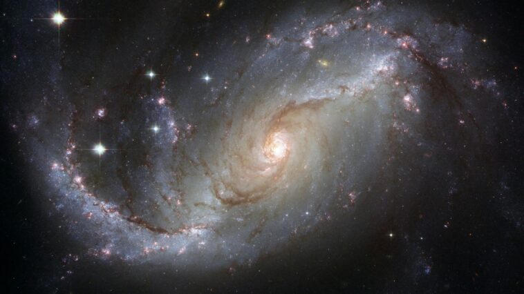 Capture of the NGC 1672 spiral galaxy showcasing its majestic spiral arms and bright core.